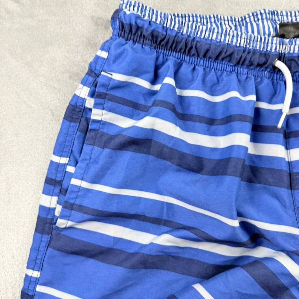 Livergy Men's Blue White Striped Swim Trunks Size Medium Board Shorts Beachwear
